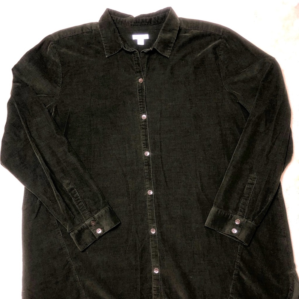 J. Jill Corduroy Long Sleeve Button Down Tunic Top
